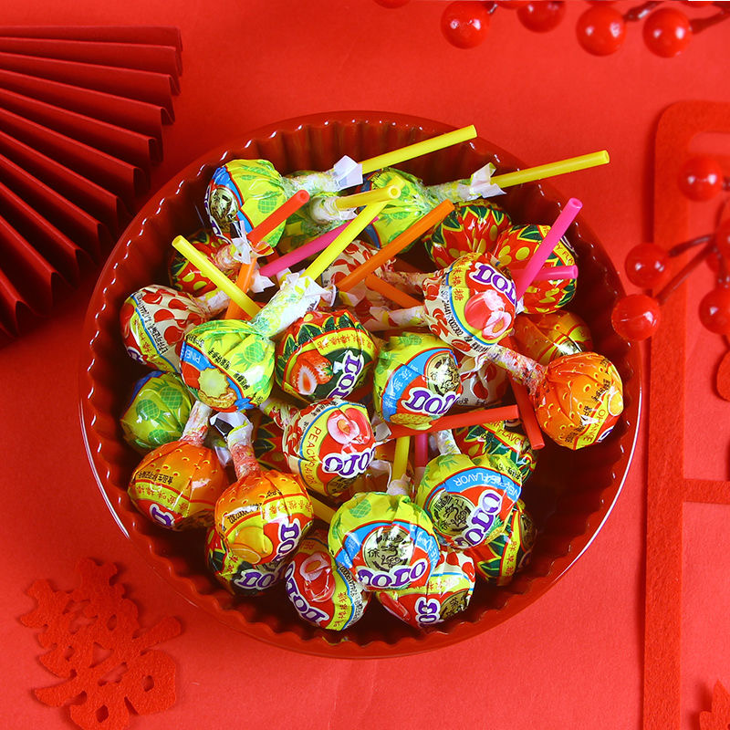 Xufuji 500g Double Happiness Cotton candy, 108 sticks of A Lollipop in a bucket - Image 2